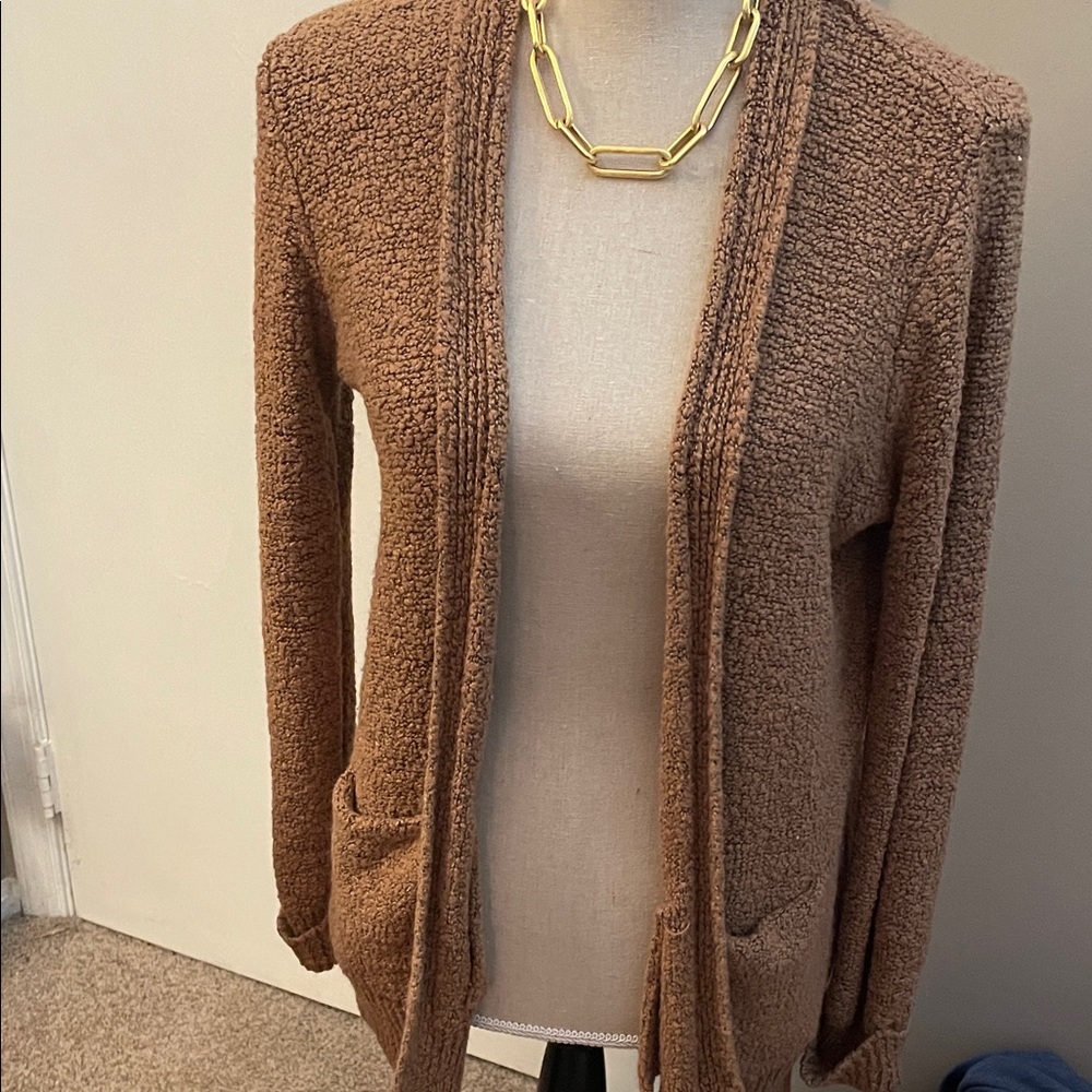 Atmosphere Tan Open-Front Cardigan Euc